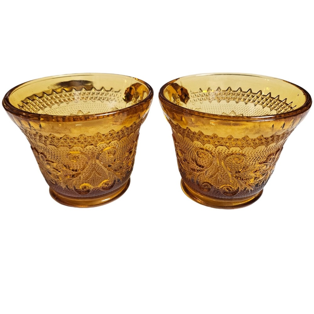 Lot of 4 Amber Tiara Sandwich Glass Handle Cups Indiana Glassware VTG - Picture 12 of 12